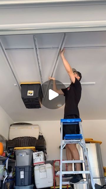 Ceiling Storage & More on Instagram: "Garage UPGRADE ✅" Holiday Decor Storage, Storage Ceiling, Garage Ceiling Storage, Garage Ceiling, Decoration Storage, Ceiling Storage, Decor Storage, Garage Storage, Pool House