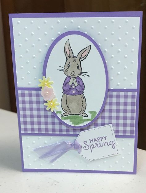 Spring Card Birthday Greetings For A Friend, Birthday Greetings For Kids, Fable Friends, Diy Easter Cards, Stampin Up Easter Cards, Easter Bunny Cards, Stampin Up Easter, Easter Cards Handmade, Happy Easter Card