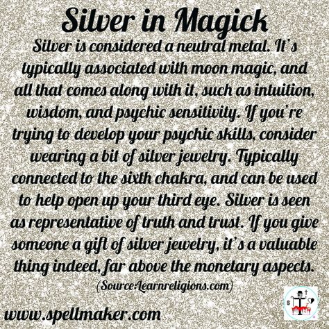 Silver Spiritual Meaning, Eclectic Spirituality, Witchy Corner, Water Witchcraft, Silver Meaning, Witch Woman, Truth Spell, Wicca Spells, Silver Element