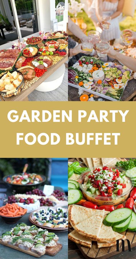 Unlock the secret to the perfect garden party with food ideas that blend appetizers, DIY magic, and summer buffet themes. From fairy flowers to birthday bashes, get inspired and save this for your enchanted event planning. Check out the article and save this pin to your party planning board so you have plenty of food inspiration for your next garden party! Tea Party Platter Ideas, Garden Picnic Food Ideas, Themed Buffet Ideas, Posh Buffet Food Ideas, Buffet Salads Ideas, Hot Buffet Food Ideas Party, Garden Party Menu Ideas, Sandwich Buffet Ideas, Sandwich Display Ideas For Party