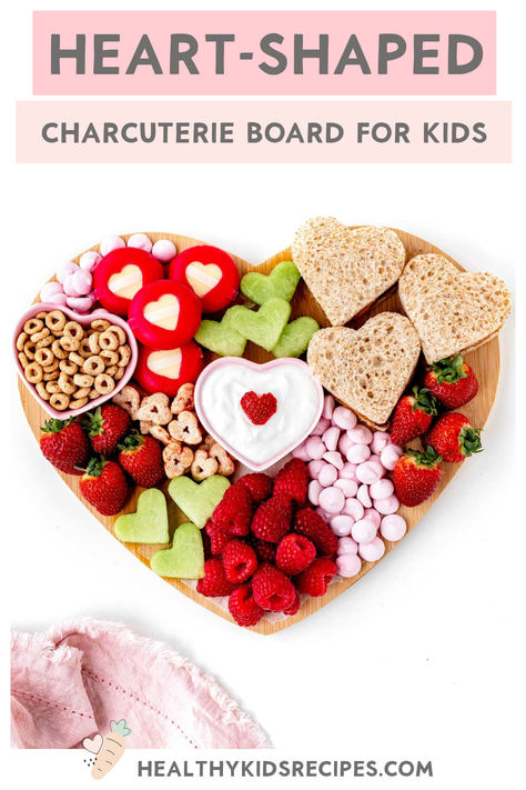 Delight your little ones this Valentine’s Day with the most adorable Heart Shaped Charcuterie Board for kids! Fill it with their favorite treats like mini sandwiches, cheese, cereal, and fresh fruit for a fun, kid-friendly snack, breakfast, or appetizer that will make their day! Charcuterie Board For Kids, Family Breakfast Recipes, Healthy Valentines, Baby Led Weaning Recipes, Kid Friendly Snack, Weaning Recipes, Mini Sandwiches, Guilt Free Dessert, Board For Kids