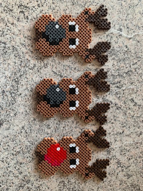 Reindeer Perler Bead Patterns, Reindeer Perler Beads, Hamma Beads Ideas Christmas, Pisla Ideas Christmas, Pyssla Christmas Ideas, Christmas Hamma Beads, Pyssla Ideas Christmas, Perler Beads Ideas Christmas, Hama Beads Christmas Pattern