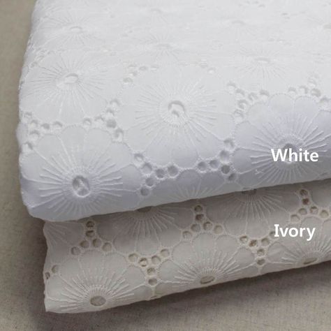 Broderie Anglaise cotton eyelet lace Fabric 53"(134cm)-By the Yard yh1504 Eyelet Lace Fabric, Eyelet Fabric, Embroidered Lace Fabric, Heirloom Sewing, White Eyelet, Tulle Fabric, Eyelet Lace, Retro Floral, Embroidered Lace