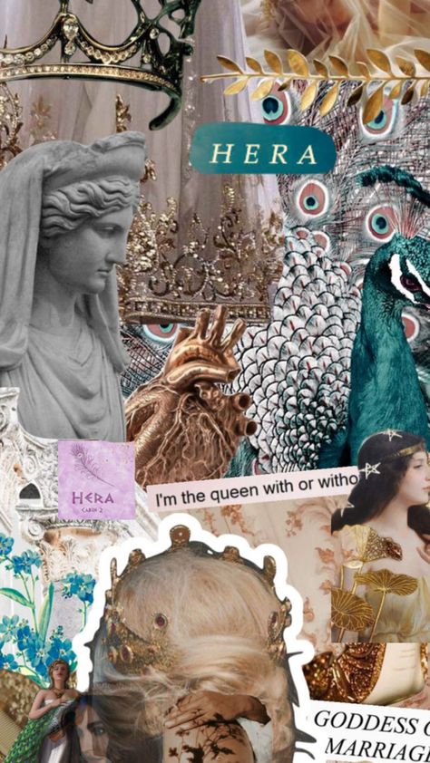 Greek God Collage, Greek Goddess Moodboard, Ancient Goddesses Aesthetic, Greek Gods And Goddesses Aesthetic Wallpaper, Hera Greek Goddess Aesthetic, Hera Goddess Wallpaper, Ancient Gods Aesthetic, Hera Aesthetic Goddess, Hera Asthetic