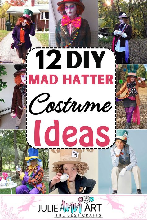 Being eccentric is no longer a bad idea with a handmade Mad Hatter costume where you will merely receive praise (to refresh best memories!). These DIY Mad Hatter costume ideas will help you recreate this beloved book character’s outfit, full of bright and mismatched colors, 90s clothing, and the same hat. Once you’re dressed up (though it will be a challenge of art and craft!), quote some classic Mad Hatter lines and make everybody laugh at a costume coffee party. Mad Hatter Skirt Diy, Mad Hatters Tea Party Costumes, Madhatters Costume Diy, Diy Mad Hatter Costume Men, Mad Hatter Costume Female Diy Easy, Diy Mad Hatter Costume For Women, Mad Hatter Hat Diy, Mad Hatter Costume Ideas, Diy Mad Hatter Costume