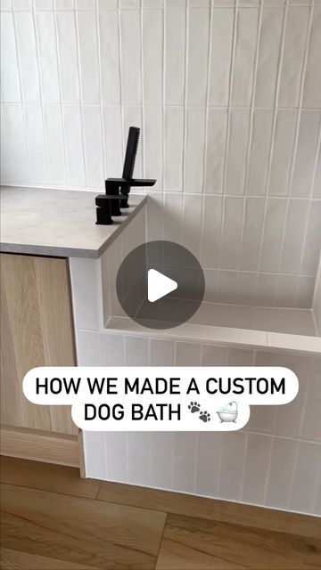 Utility Sink With Dog Bowls, Small Utility With Dog Bed, Dog Outdoor Shower Ideas, Laundry Room Dog Shower Ideas, Dog Wash Station With Sink, Dog Washer Station, Laundry Room Design Dog Bath, Built In Dog Bath Mud Rooms, At Home Dog Bathing Station