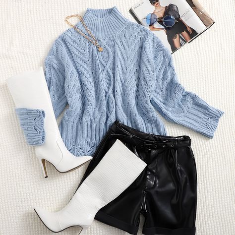 Sweater Photography, Outfit Korean Style, New Look Fashion, Everyday Casual Outfits, Kids Dress Wear, Fashion Tops Blouse, Scallop Edge, Women Sweaters, Womens Fashion Edgy