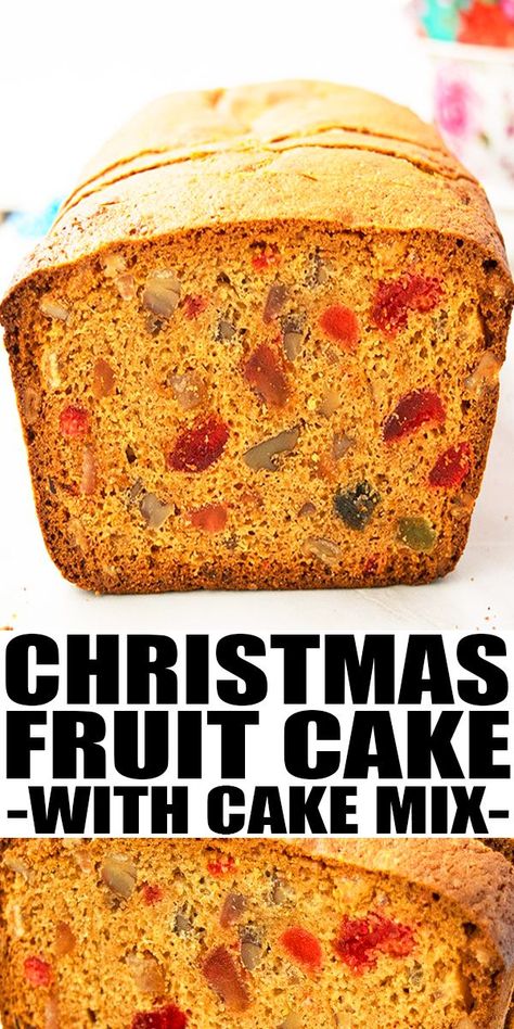 Cake Mix Fruit Cake, Cake Mix Homemade, Fruit Cake Loaf, Moist Fruit Cake Recipe, Christmas Fruit Cake Recipe, Easy Fruit Cake, Gluten Free Fruit Cake, Best Fruit Cake Recipe, Fruit Cake Recipe Easy