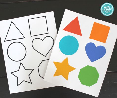 Shape Matching Activity - Little Learning Club Learning Shapes Activities, Matching Games For Toddlers, Color Activities For Toddlers, Shape Matching Game, Shapes For Toddlers, Shape Activities Preschool, Printable Shapes, Preschool Colors, Shape Games