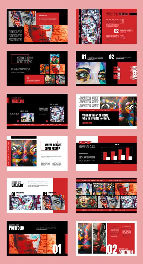 Unique Powerpoint Design, Powerpoint Layout Ideas Slide Design, Art Portfolio Powerpoint, Art Slide Presentation, In Design Templates, Design Slides Presentation, Art Portfolio Template, Powerpoint Portfolio Design, Cool Slides Powerpoint