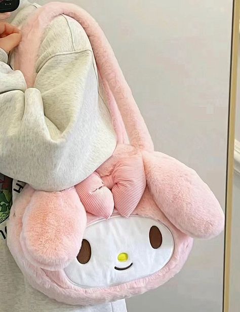 my melody bag Sanrio Bag, Sanrio Plush, Faux Fur Handbag, Womens Messenger Bag, Fur Handbags, Kuromi Cinnamoroll, Kawaii Sanrio, Beg Tangan, Sanrio Cinnamoroll