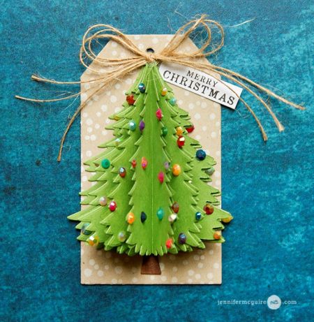 Jennifer McGuire 0112 Tags of Christmas with a Feminine Twist 2017 - Day 1 with Jennifer McGuire and Jessica Frost-Ballas-both created some gorgeous 3-D tags using Hero Arts products! check out Jennifer's video tutorial.. Christmas Tags Handmade, Jennifer Mcguire Cards, Jennifer Mcguire Ink, Xmas Tags, Greeting Card Inspiration, Retreat Ideas, Jennifer Mcguire, 25 Days Of Christmas, Card Crafting