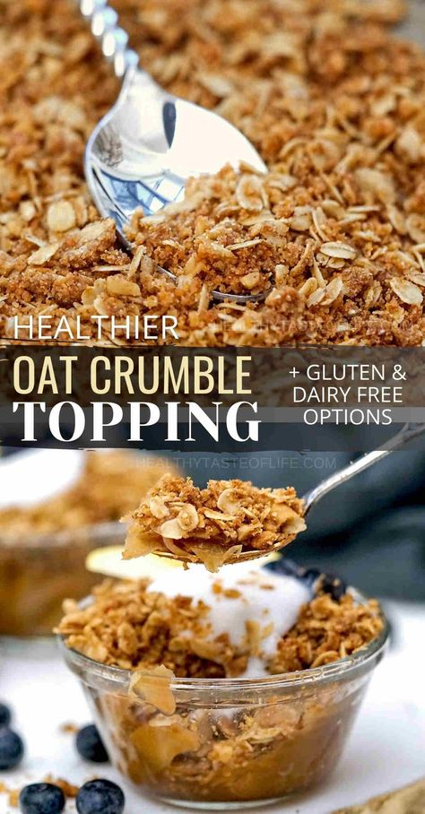 Gluten Free Crumb Topping, Healthy Oatmeal Crumble, Gluten Free Pie Crumble Topping, Oat Crumble Topping Healthy, Dairy Free Crumble Topping, Low Calorie Crumble Topping, Gf Crumble Topping, Oat Topping For Crisp, Low Carb Crumble Topping