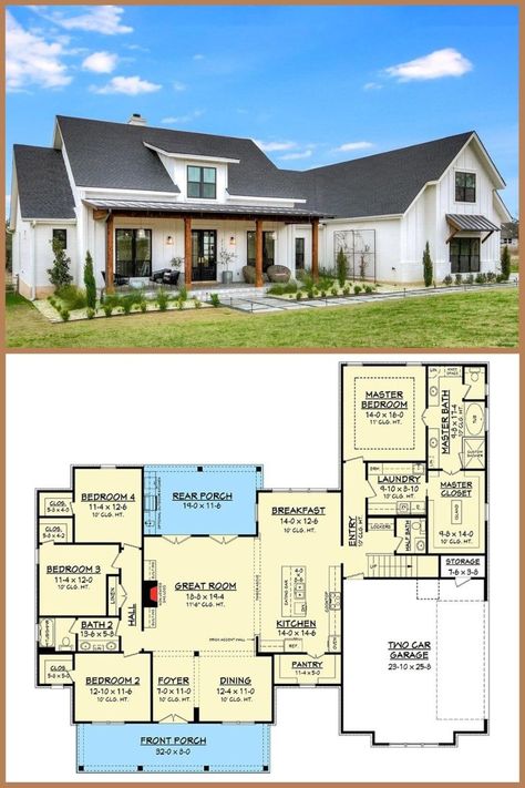 Guest Suite Floor Plan, Suite Floor Plan, Modern Farmhouse Flooring, Smart House Plans, American House Plans, Farmhouse Floor Plans, Two Story House Plans, Two Story House, Dream Farm