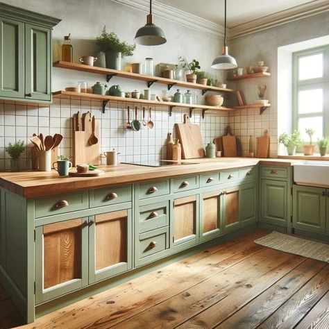 Sage Kitchen, Sage Green Kitchen, Green Kitchen Cabinets, Green Cabinets, Book Storage, Pantry Design, Kitchen Inspiration Design, Kitchen Redo, Green Kitchen