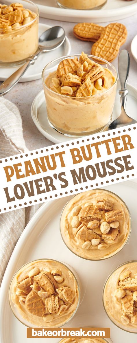 Peanut Butter Cheesecake Mousse, Peanut Butter Dessert Cups, Peanut Butter Pastries, Recipes With Peanut Butter Cups, Moose Recipes Desserts, Peanut Butter Cup Desserts, Fancy Easy Desserts, Fluffernutter Dessert, Peanut Butter Moose