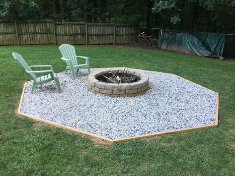 Fire Pit Area Border Ideas, Fire Pit Walkway Paths, Middle Of Yard Fire Pit, Hexagon Fire Pit Area, Octagon Fire Pit Area, Simple Fire Pit Ideas Backyard, Pathway To Fire Pit, Square Fire Pit Area, Square Fire Pit Ideas Backyard