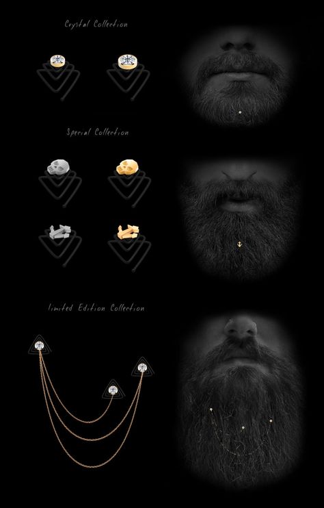 Krato Milano Beard Jewelry collection range: Different Types Of Beards, Beard Accessories, Beard Jewelry, Patchy Beard, Mens Jewerly, Beard Beads, Beard Game, Dreadlock Accessories, Red Beard