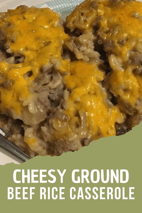 The Cheesy Ground Beef and Rice Casserole are extremely simple to put together! Keep this healthy meal in the fridge for the next time you have a hectic day, and you will be doing yourself a favor. The amazing cheese sauce takes it to a whole new level! This delicious and inexpensive comfort food dinner Ground Beef Rice Casserole, Beef Rice Casserole, Ground Beef And Rice Casserole, Beef And Rice Casserole, Quick Casseroles, Cheesy Ground Beef, Ground Beef And Rice, Ground Beef Rice, Yummy Casserole Recipes