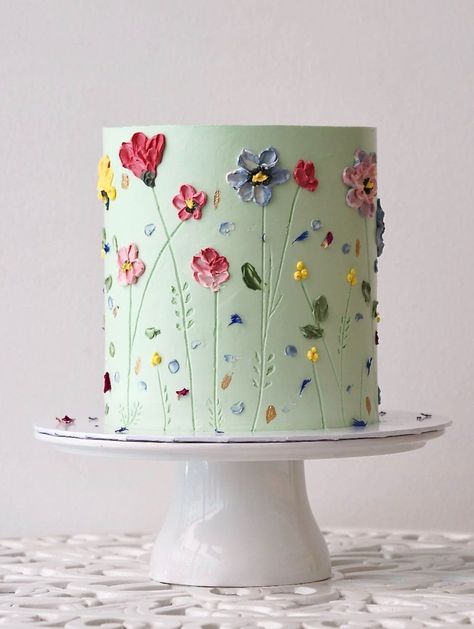 cake cakes cake decorating cake aesthetic cake recipes cake recipe cake decor cake dessert cake desserts cake ideas cake design cake designs cake aesthetic simple cake decoration cakes aesthetic cake decorating ideas cake recipes easy cakes desserts cake decorations cake shop cake shopping . Wildflower Cake, Cake With Flowers, Birthday Cake With Flowers, Green Cake, Spring Cake, Mini Cakes Birthday, Creative Birthday Cakes, Cake Decorating Designs, Painted Cakes