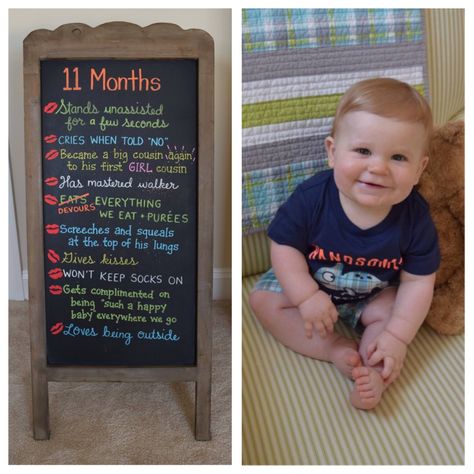 11 Months Baby Chalkboard 11 Month Letter Board, 11 Month Old Baby Photoshoot Ideas, 11 Months Baby Quotes, Happy 11 Months Baby, Baby Birthday Quotes, 11 Month Old Baby, 8 Month Baby, Month Ideas, Kids Milestones