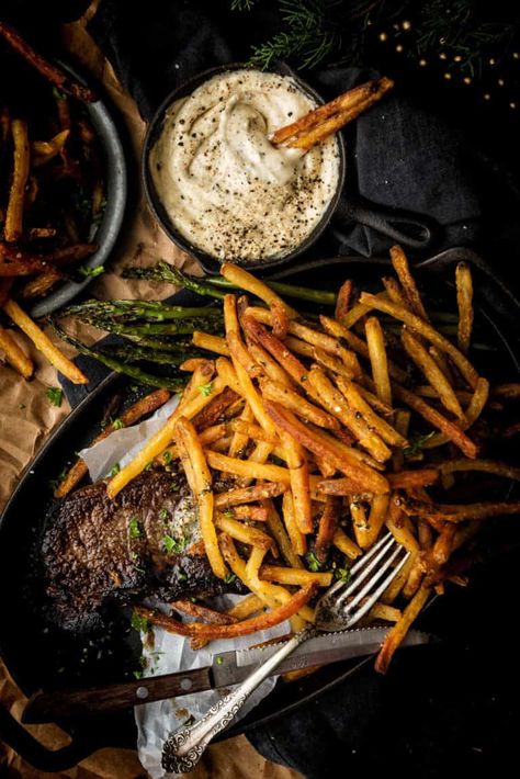 Duck Fat Fries, Steak Frites, Duck Fat, Pub Food, Steak Fries, Deilig Mat, Steak Dinner, Steak Recipes, French Fries