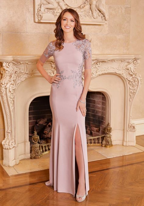 High Neck Gown, Madeline Gardner, Trumpet Dress, Trumpet Skirt, Mori Lee, Mauve Dress, Evening Dress Fashion, Stretch Crepe, Groom Dress