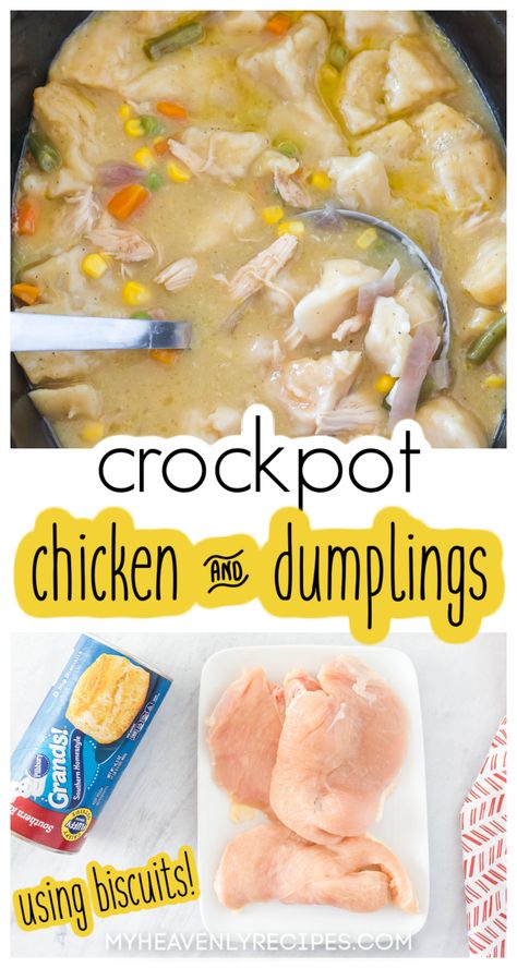 Chicken And Dumplings Pillsbury, Chicken And Biscuits Crockpot, Chicken And Dumplings Recipe With Biscuits, Biscuit Chicken And Dumplings, Dumplings With Biscuits, Chicken And Dumplings With Biscuits, Grand Biscuit Recipes, Slow Cooker Chicken And Dumplings, Chicken Dumpling Soup