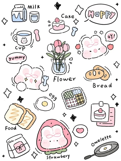 Amino Chat Backgrounds, Diy Stickers Ideas Draw Aesthetic, Cute Korean Drawings, Cute Sticker Ideas To Draw, Sticker Ideas Cute, 달력 디자인, Cute Easy Doodles, Seni Dan Kraf, Bullet Journal Diy