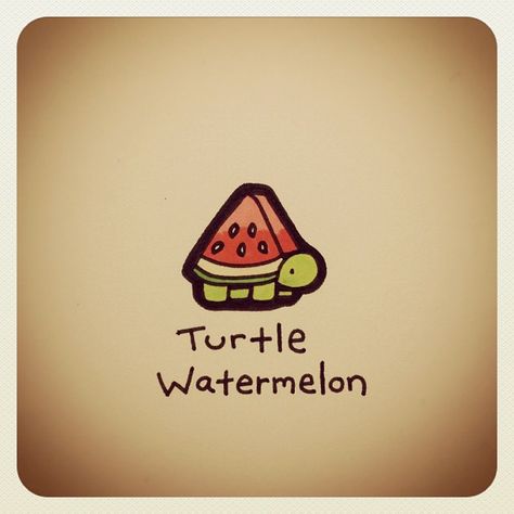 Turtle Watermelon #turtleadayjuly | Use Instagram online! Websta is the Best Instagram Web Viewer! Cute Turtle Drawings, Kawaii Turtle, Dibujo Simple, Turtle Drawing, Tiny Turtle, Turtle Love, Turtle Art, Cute Turtles, A Turtle