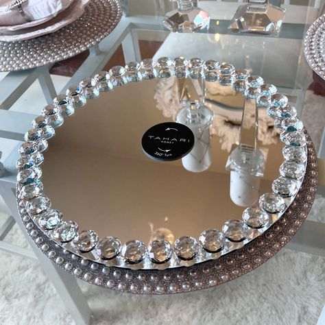 Brand New Absolutely Stunning Lazy Susan By Tahari! Beautiful Glass Faux Diamonds Around Border On Top Of Mirrored Tray. Can Be Used For Cake, Cookies Or Other Dessert, As A Traditional Lazy Susan, Even As A Jewelry Or Perfume Display On A Vanity Or Bathroom Counter. Large 14” Perfect For Glam Decor, Party, Wedding Or A Fabulous Gift! I’m Happy To Accept Reasonable Offers, However, I Price My Items Reasonably And Will Not Accept Lowball Offers, Please Be Understanding And Considerate Of My Time Marble Lazy Susan Decor, Diamond Wedding Decorations, Sparkle Decor, Glass Lazy Susan, Mirror Centerpiece, Glam Interior, Rhinestone Mirror, Mirrored Tray, Glitter Wall Art