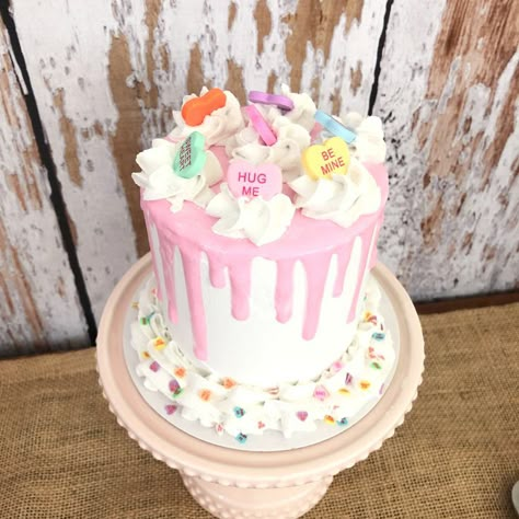 Hearts Baby Shower Theme, Conversation Heart Cake, Heart Themed Birthday, Valentines Gender Reveal, February Baby Showers, Heart Birthday Cake, First Birthday Winter, Valentines Birthday Party, Baking A Cake