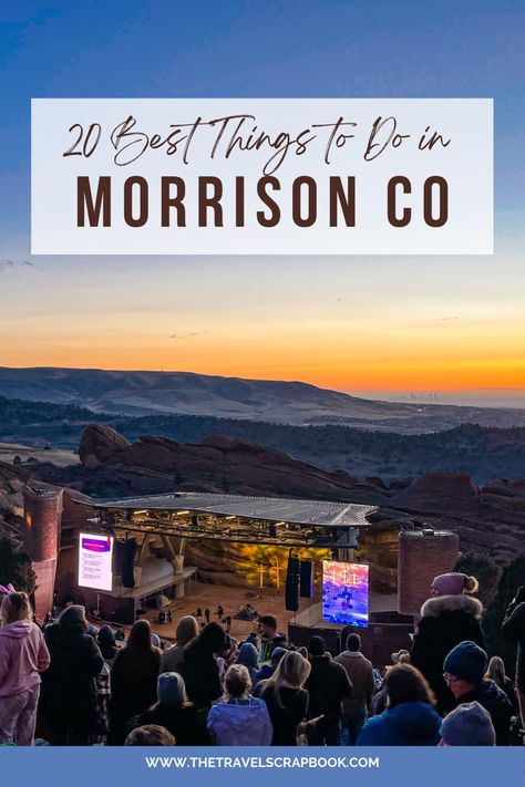 Find the best things to do in Morrison CO. A list of the top 20 things to do in the small town of Morrison Colorado including the Red Rocks Amphitheatre, Dinosaur Ridge, and Lair O’ the Bear park. Morrison CO is a small town in the foothills of Colorado about 30 minutes west of Denver. Morrison is home to the infamous Red Rocks Amphitheatre and Park, making Morrison a popular vacation destination. Things To Do In Morrison Colorado, Morrison Colorado Things To Do, Things To Do Near Red Rocks Colorado, Colorado Red Rocks, Bear Park, Glacier National Park Vacation, Red Rocks Colorado, Morrison Colorado, Couples Retreat