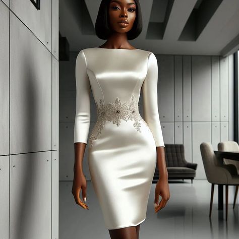 Simple, yet classy ivory satin dress. 🤍 #Adesola Ivory Satin Dress, Conference Outfit, Smart Dresses, Smart Dress, Fashion Baby, Satin Dress, African Dress, Satin Dresses, Elegant Dresses