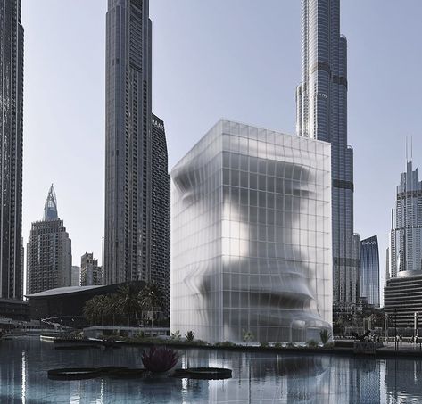 semi-transparent membrane wraps the sculptural body of dubai art museum Villa Palladio, Dubai Art, House Fashion, Modern Residence, Gable Roof, Fashion Decor, Eco Friendly House, Ningbo, Semi Transparent