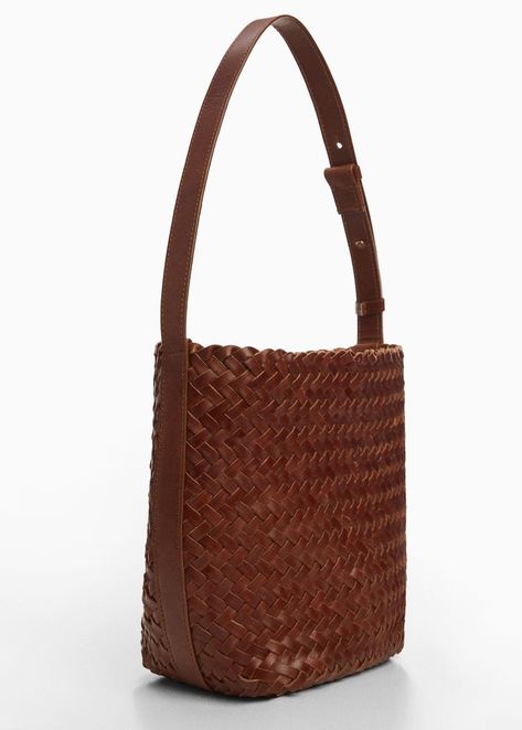 Braided leather bag -  Women | Mango United Kingdom Mango Bags, Braided Bag, Bags 2024, Leather Trend, Woven Leather Bag, Mango Outlet, Inside Bag, Short T Shirt, Leather Bag Women