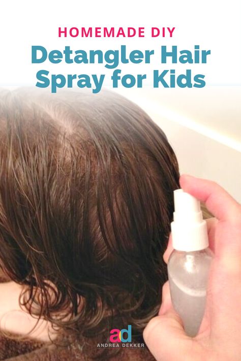 How to Make Kid's Hair Detangler Spray - All-Natural, Easy Homemade DIY Detangling Spray. Visit for a simple recipe that will help combing children's hair. I'm Andrea Dekker and I share simple living and frugal ideas to simplify your life, organizing tips for your home, fun and activities with kids, simple hacks for clutter-free living spaces, and wholesome fresh recipes. #simplelife #simplify Homemade Detangler Spray For Kids, Home Made Detangler Spray, Diy Hair Detangler Spray Kids, Detangling Spray Diy, Homemade Detangler Spray, Detangler Spray Diy, Diy Detangler, Diy Hair Detangler Spray, Healthy Household