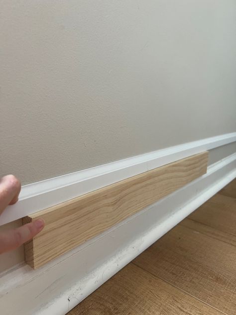 Making Baseboards Look Bigger, Faux Thick Baseboard Trick, Make Baseboards Look Bigger, Increase Baseboard Height, Diy Tall Baseboards, Baseboard Trim Hacks, Upgrade Baseboard Trim, Thick Baseboards And Trim, Add Trim To Baseboards