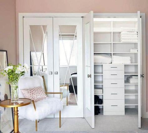 Top 50 Best Closet Door Ideas - Unique Interior Design Ideas Towels Organization, Cavity Sliders, Folding Closet Doors, Diy Closet Doors, Closet Mirror, Mirror Closet, Make A Closet, Bedroom Closet Doors, Closet Small Bedroom