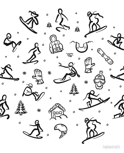 Snowboarding Tattoo Ideas, Snowboard Doodle, Snowboarding Drawings, Snowboard Tattoo, Snowboarding Tattoo, Ski Drawing, Sport Tattoos, Vector Line Art, Summer Vacation Spots