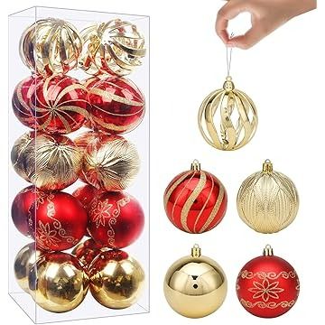 Amazon.com Shopping Cart Hanging Baubles, Red And Gold Christmas, Xmas Tree Decor, Christmas Ball Ornaments, Large Christmas Tree, Christmas Tree Branches, Bauble Ornaments, Shatterproof Ornaments, Traditional Christmas Tree