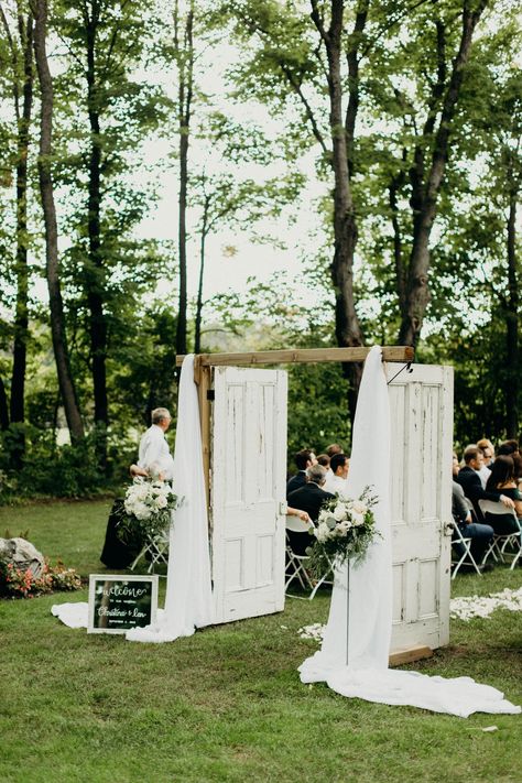 Wedding Ceremony Entrance, Tree Wedding Ceremony, Entrance Wedding, Ceremony Entrance, Wedding Ceremony Unity, Wedding Doors, Rustic Door, Garden Weddings Ceremony, Unity Ceremony