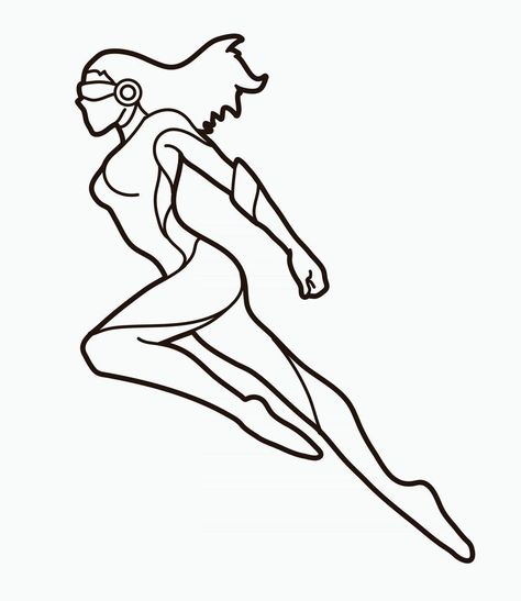 Outline Super Hero Woman Jumping Superhero Vector Art, Super Hero Drawing Ideas, Super Hero Drawings Easy, Super Hero Drawings Sketches, Superhero Drawing Reference, Super Hero Template, Superhero Outline, Super Hero Drawing, Super Hero Woman