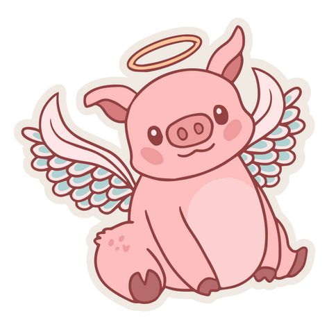 Pig cute angel animals PNG Design Pig With Wings, Angel Cartoon, Pig Cute, Cute Angel, Angel Wings Tattoo, Angel Drawing, Pig Art, Wings Logo, Wings Tattoo