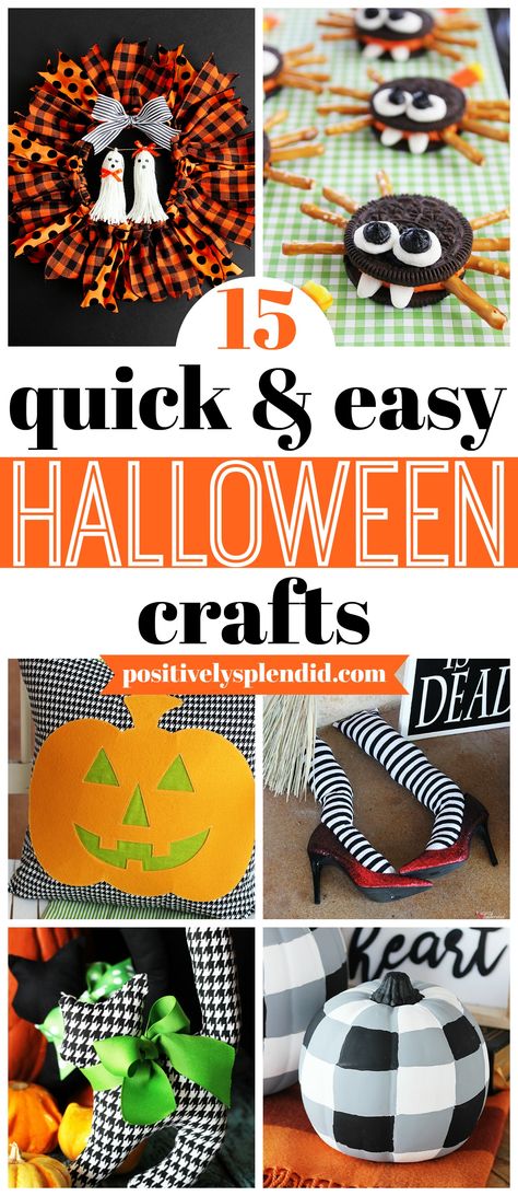 15 Quick and Easy Halloween Crafts - DIY Halloween decor ideas, DIY costumes, and more Halloween Crafts For Adults, Quick Halloween Crafts, Diy Halloween Crafts, Spooky Halloween Crafts, Halloween Mason Jars, Halloween Craft Projects, Fun Halloween Crafts, Halloween Arts And Crafts, Elegant Halloween