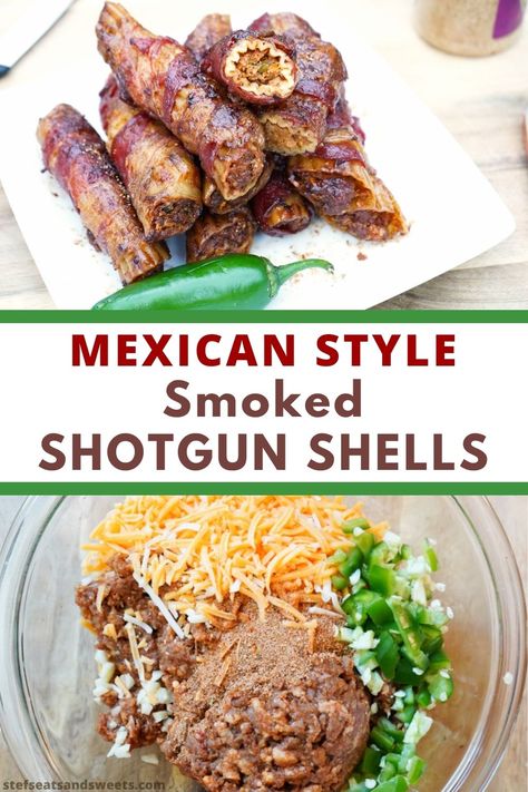 Smoked Mexican Food, Baked Shotgun Shells Recipe, Smoked Mexican Recipes, Smoked Shotgun Shells Recipe, Shotgun Shells Recipe, Smoked Shotgun Shells, Smoked Appetizers, Manicotti Shells, Easy Smoker Recipes