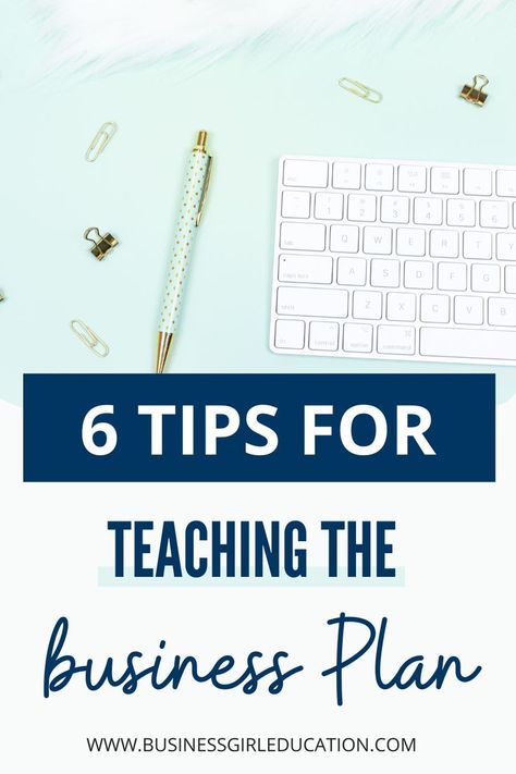 Do you dread the business plan? These 6 tips can help make teaching the business plan a success in your high school course. These business plan ideas are easy to implement and perfect for your seconday classroom. Try these ideas in your Introduction to Business and Marketing, Entrepreneurship, or Business Management classes. Business Plan Ideas, Business Education Classroom, Business Development Plan, Business Ideas For Students, Business Students, High School Lesson Plans, Teaching Business, Startup Business Plan, Teaching High School