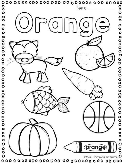 Preschool Color Worksheets, Preschool Alphabet Activities, Alphabet Lesson Plans, Preschool Math Activities, Toddler Alphabet, Colors Activity, Orange Printable, Preschool Color Activities, Color Worksheets For Preschool