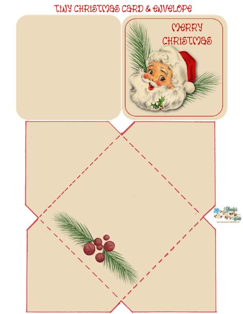 glenda's World : Tiny Christmas Card, Envelope & Other Christmas Designs Christmas Tree Tags Free Printable, Christmas Envelopes Printable, Cute Recipe Cards, Free Christmas Printables Vintage, Christmas Envelope Template, Santa Tags, Free Craft Templates, Envelope Christmas, Penpal Ideas