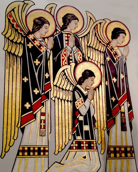 Religious Artwork, Stained Glass Angel, Angel Artwork, Religious Pictures, Angel Drawing, Christian Images, Religious Illustration, Biblical Art, Religious Icons